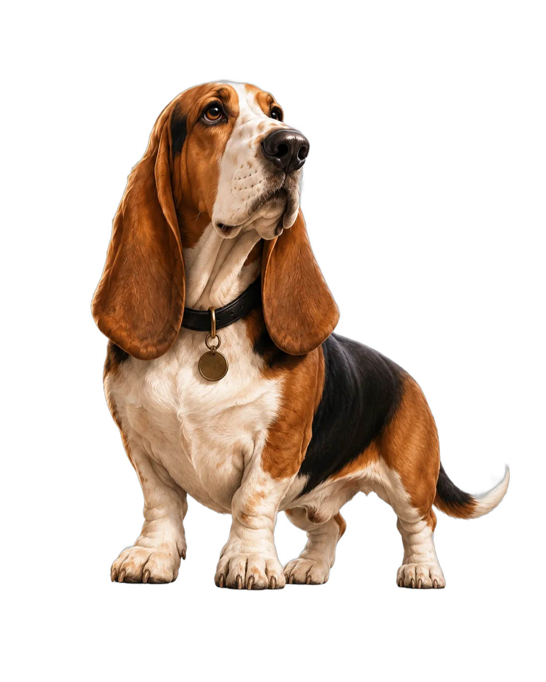 Digby, the Bassethound, following a scent trail toward a source