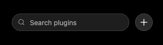 The Browse plugins view: a plugin search field with a plus button that opens the New Plugin dialog.